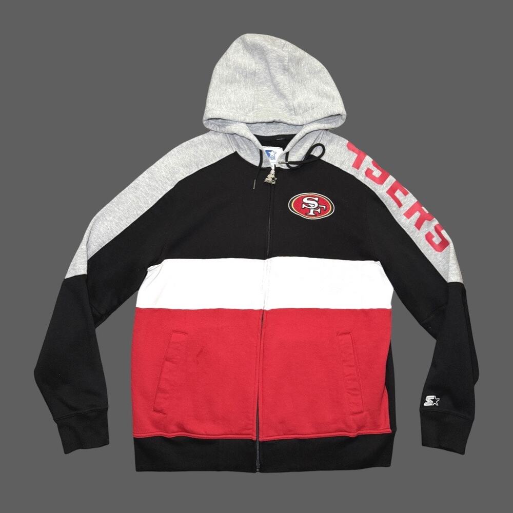 49ers NFL Vintage Starter 90s Full Zip Hoodie Multicolor Men's XL